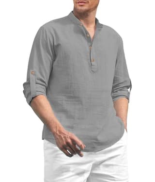 TrendiVastra Peach Cotton Blend Men's Shirt Style Kurta ( Pack of 1 )