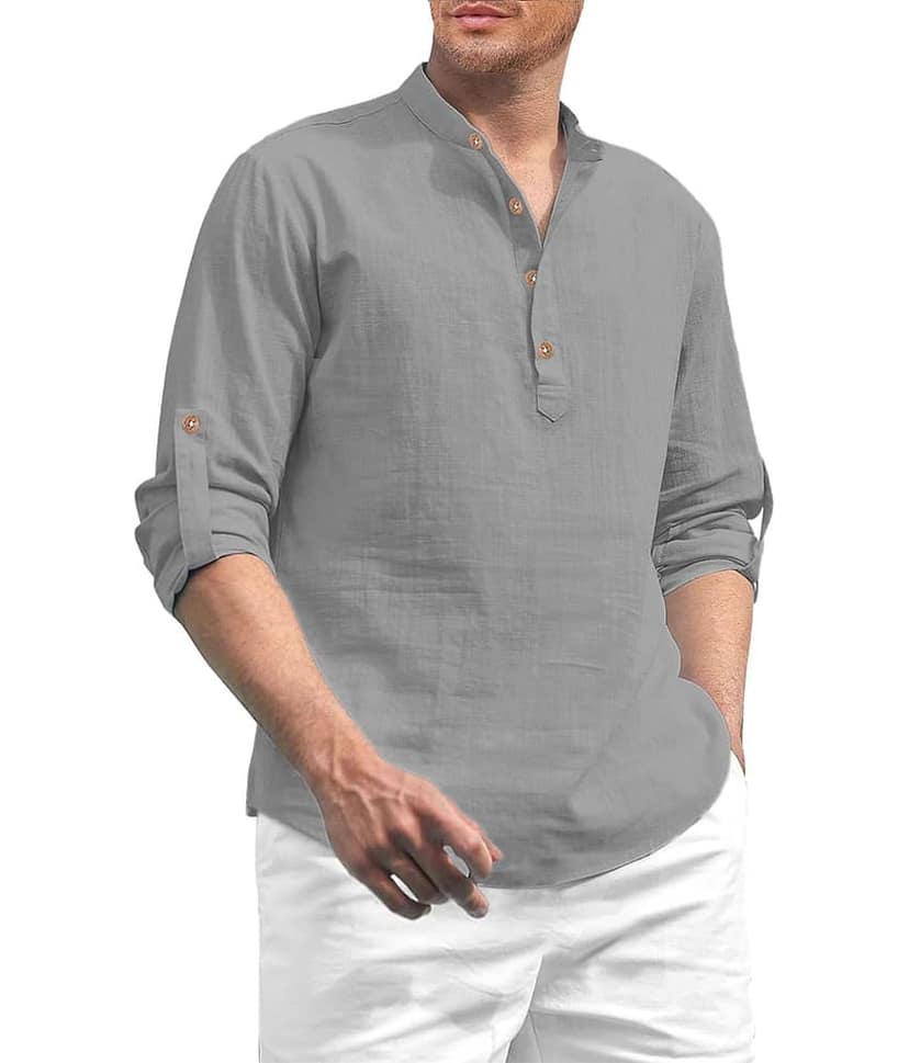 TrendiVastra Peach Cotton Blend Men's Shirt Style Kurta ( Pack of 1 )