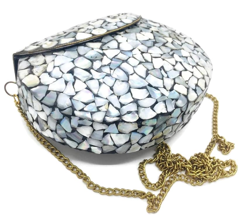 Women's Gift Bridal Bag - Brass Metal Clutch Sling Bag (Indian Ethnic Antique Clutch) view 3