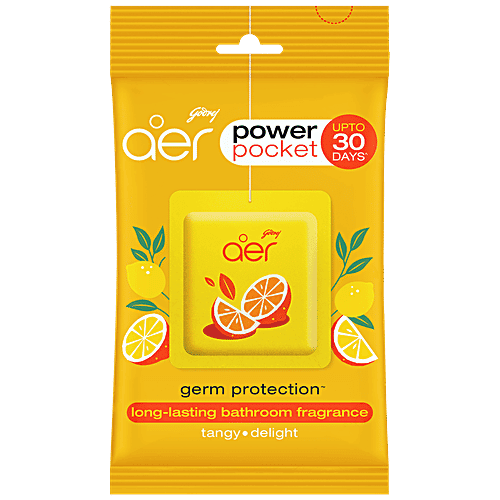 Godrej Aer Power Pocket Bathroom Fragrance - Tangy Delight With Germ Protection, Long Lasting, 10 g