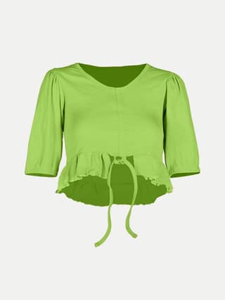 Women Fluo Green Knitted Ribbed Tops