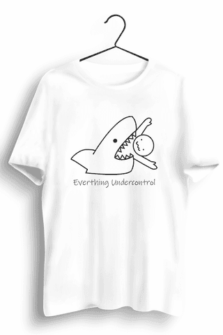 Everything Under Control Graphic Printed Mens Round Neck White Cotton Tshirt