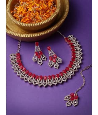 Sukkhi Magenta Alloy Necklace Set ( Pack of 1 )