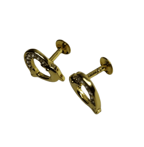 Dolphin Shape Gold Plated Tops with Cubic Zirconia Stones view 3