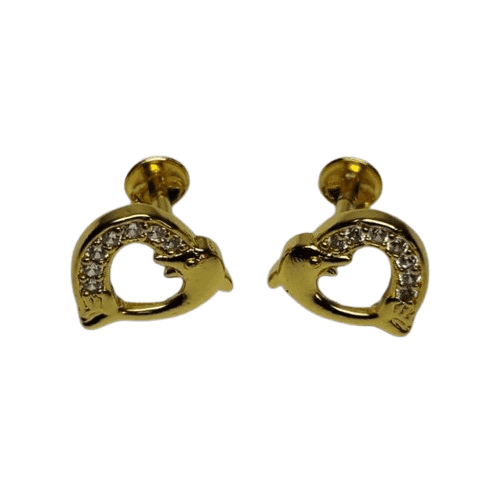 Dolphin Shape Gold Plated Tops with Cubic Zirconia Stones view 4