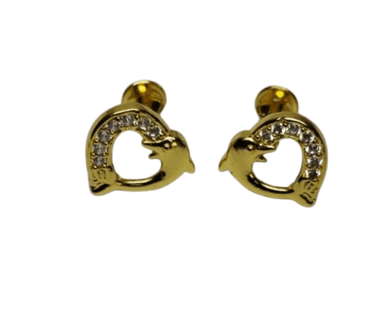 Dolphin Shape Gold Plated Tops with Cubic Zirconia Stones view 5