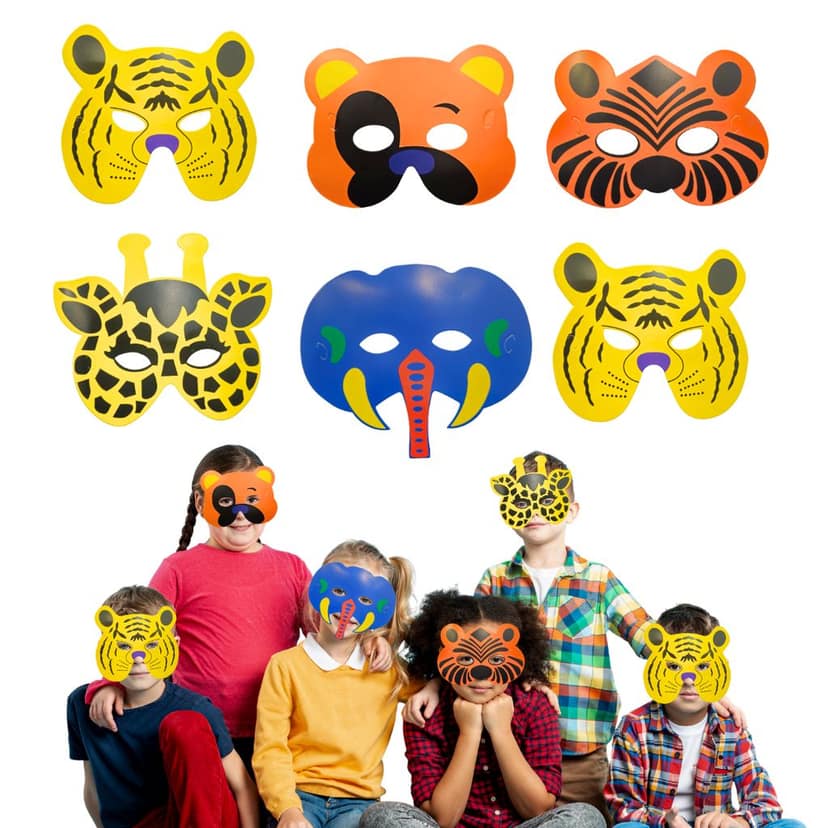 Jungle Theme Animal Paper Eye Masks - 6PC
