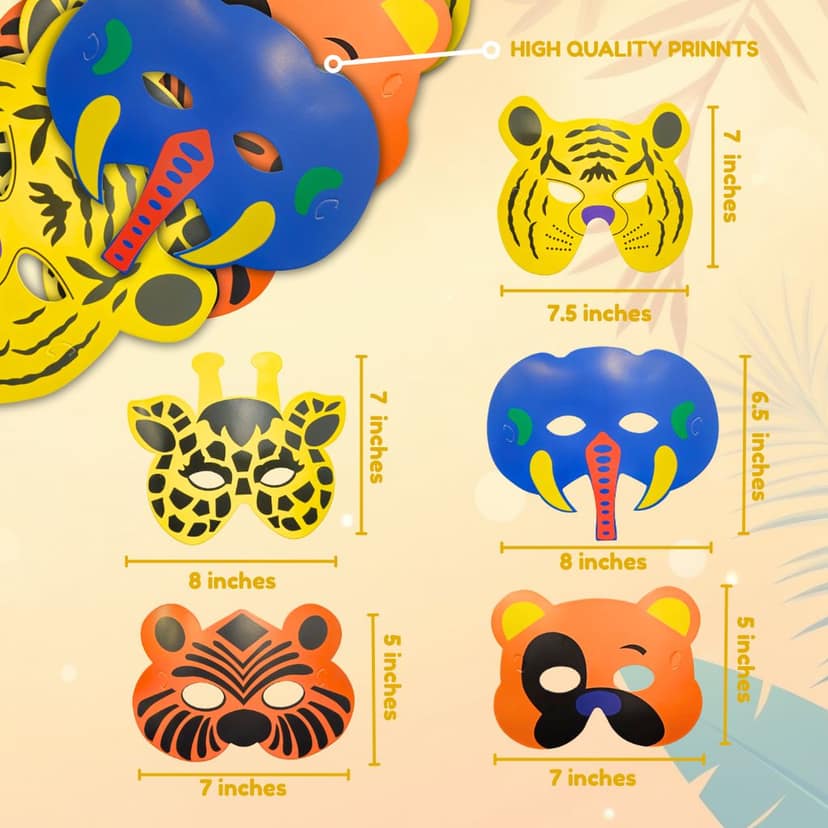 Jungle Theme Animal Paper Eye Masks - 6PC view 2