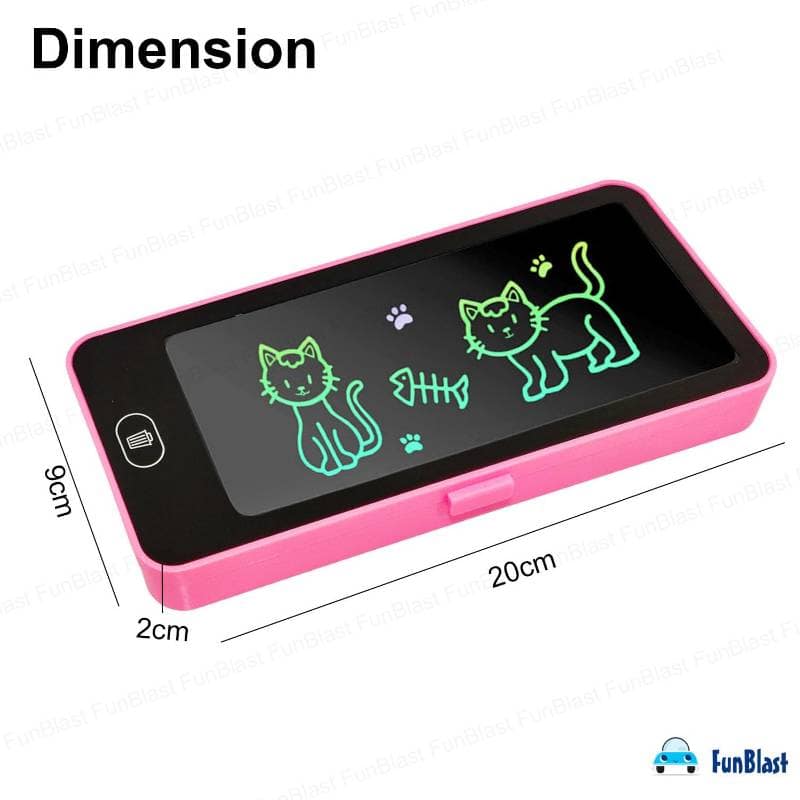 Creative LED Electronic LCD Writing Tablet Pencil Case (Pink) | Multifunctional Study Tool | School & Office view 2