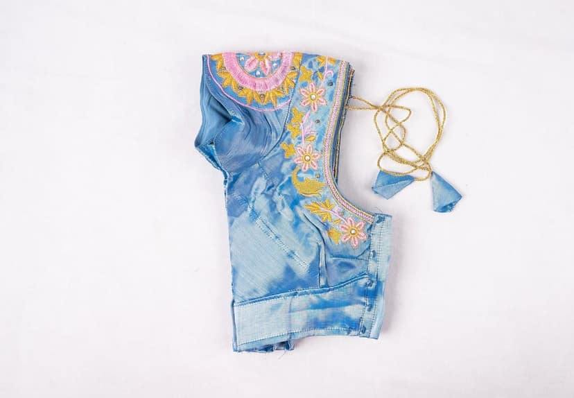 Sky Blue Embroidered Blouse view 2