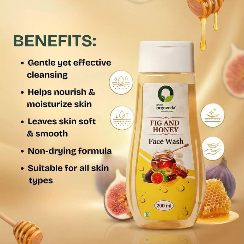 Fig & Honey Face Wash (Pack of 2) | Deep Hydration & Skin Brightening Cleanser | Natural Glow, Gentle Daily Face Cleanser for All Skin Types | 200 ml view 4