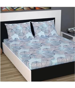 DIVINE CASA Cotton King Bedsheet ( Blue )