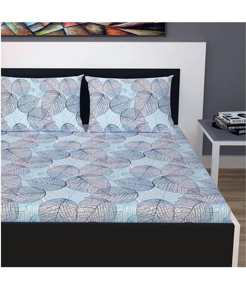 DIVINE CASA Cotton King Bedsheet ( Blue ) view 2