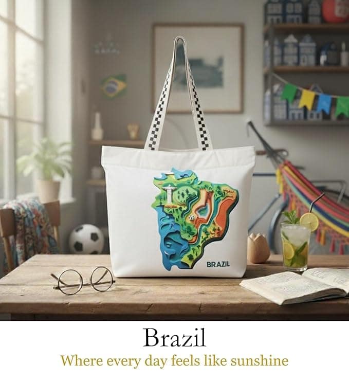 WOTM On The Move Tote | Premium Printed Cotton Canvas Tote Bag with Zipper & Inside Pocket, Stylish Everyday Travel Bag for Work, College, Office, Travel, Shopping view 6