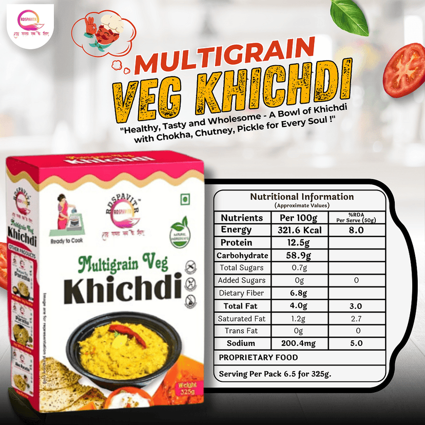 Multigrain Veg Khichdi | Premix Khichdi 300 Gm, Peanut Chutney 50g and Mix Pickle 50g | Ready in 10 Minutes | Rich in Protein & High Fiber view 3