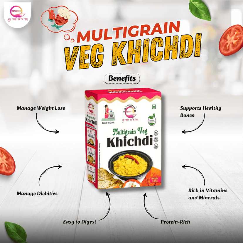 Multigrain Veg Khichdi | Premix Khichdi 300 Gm, Peanut Chutney 50g and Mix Pickle 50g | Ready in 10 Minutes | Rich in Protein & High Fiber view 5