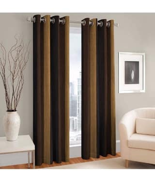 N2C Home Solid Semi-Transparent Eyelet Curtain 7 ft ( Pack of 2 ) - Brown
