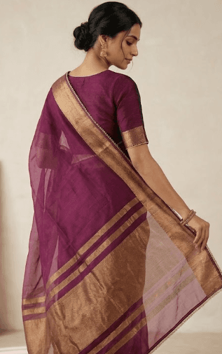 Wine-Coloured Traditional Saree for Women and Festive Occasions view 2