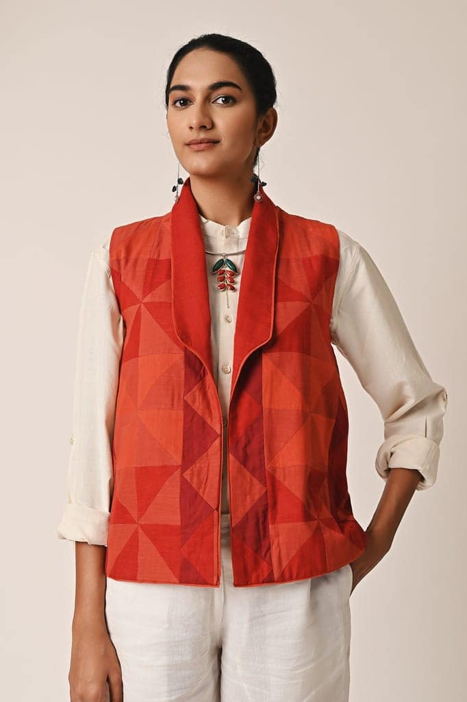 Rishta Sleeveless Red Ralli Jacket view 3