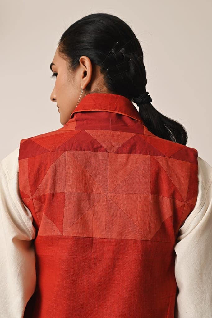 Rishta Sleeveless Red Ralli Jacket view 4