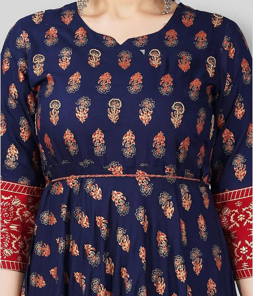 Mishree Collection - Blue Rayon Women's Anarkali Kurti ( Pack of 1 ) view 2