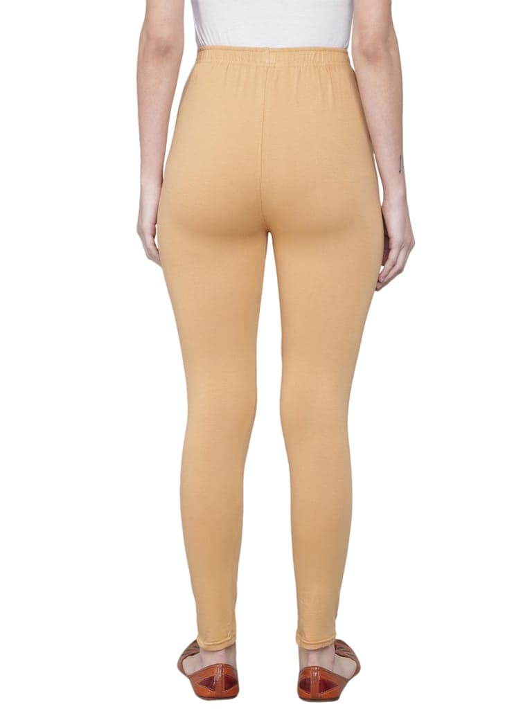 SOFT COLORS Women's Skinny Fit Ethnic Wear Ankle Length Leggings (Beige) view 2