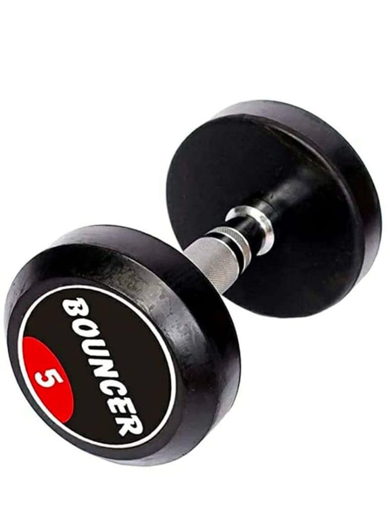 Bouncer 5 KG Rubber Hex Dumbbell for Home and Gym