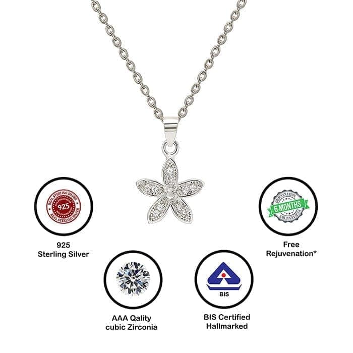 Silver Lily Pendant with Chain view 4