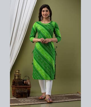 Lee Moda - Green Cotton Women's Straight Kurti ( Pack of 1 )