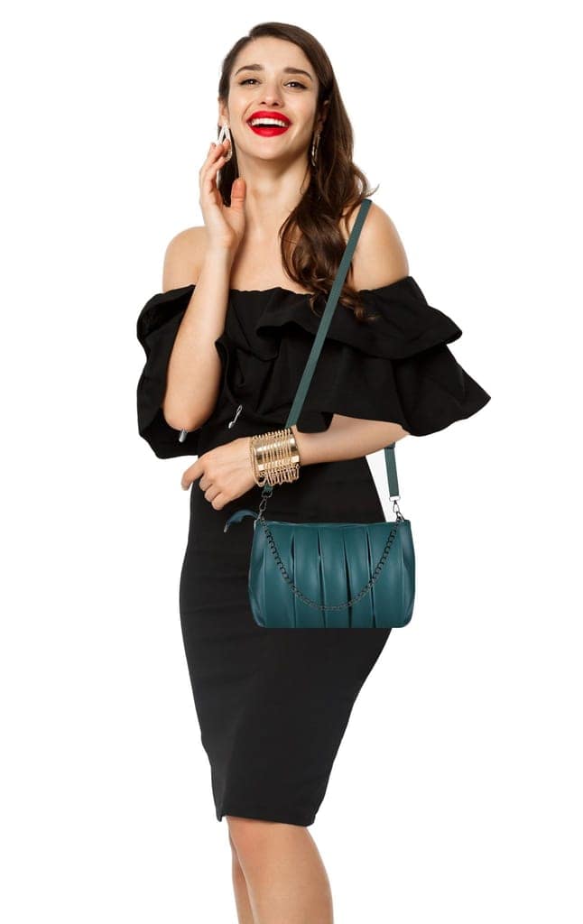 Green Designer Faux Leather Handbag For Women And Girls HB30 view 6