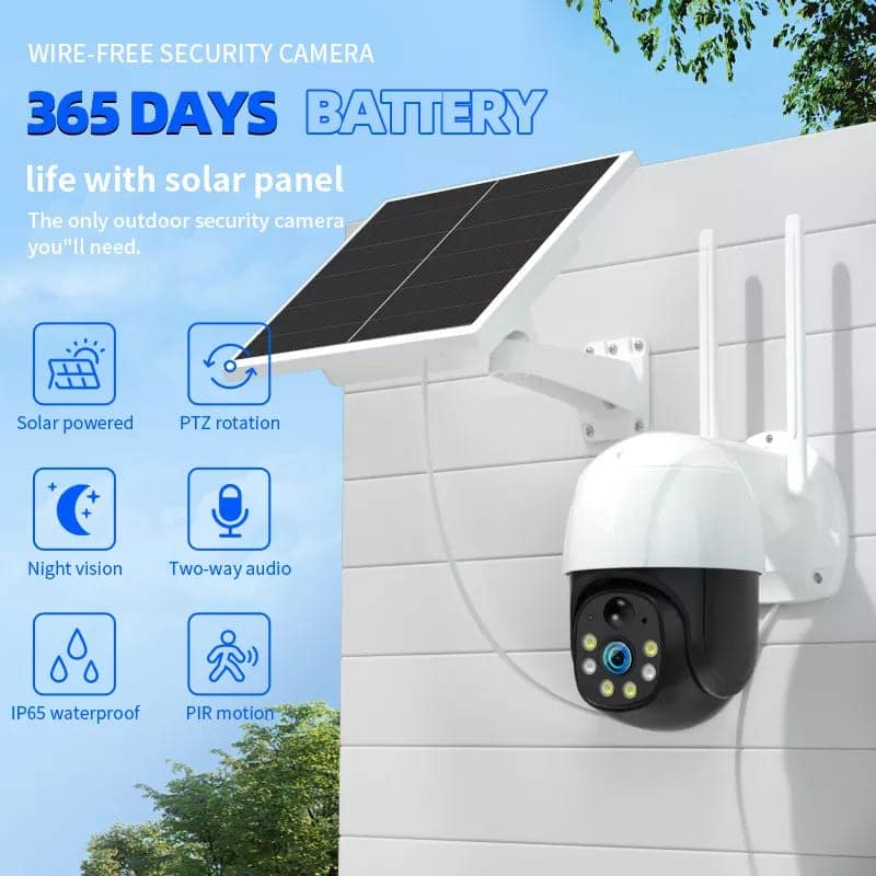 AUSHA Solar Powered 4G LTE PTZ Security Camera | Wire-Free Outdoor Cam with Color Night Vision view 5