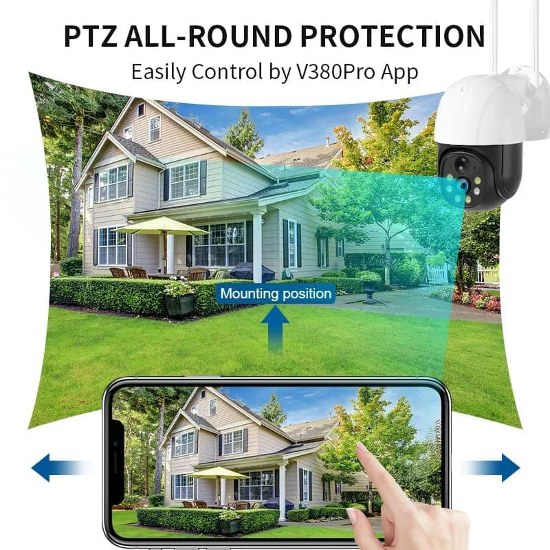 AUSHA Solar Powered 4G LTE PTZ Security Camera | Wire-Free Outdoor Cam with Color Night Vision view 9