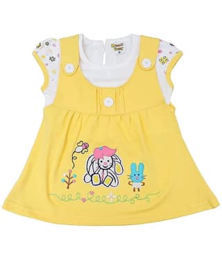 NammaBaby Baby Girls Cotton Blend Dresses ( Yellow )