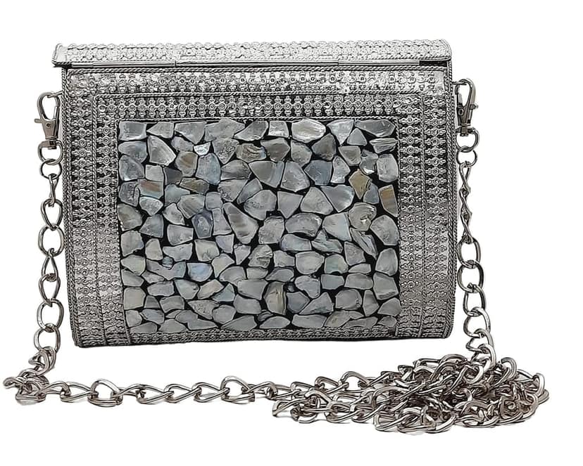 Women's Gift Bridal Bag - Brass Metal Clutch Sling Bag (Indian Ethnic Antique Clutch) view 2