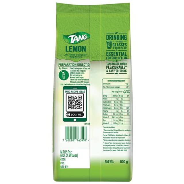 Tang Lemon Instant Drink Mix Pouch - 500 G view 2