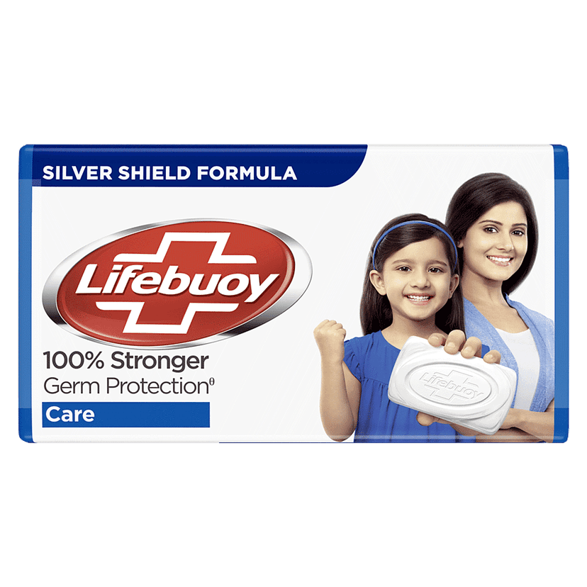 Lifebuoy Care Soap Bar, 100% Stronger Germ Protection, Active Silver Formula, 100 G (Pack Of 4)