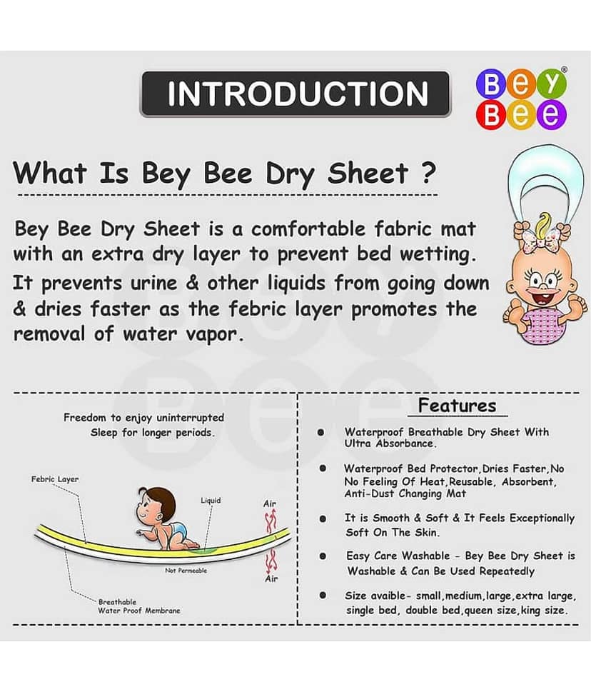 BeyBee Bed Protector Sheet (Medium (100cm X 70cm), Beige) view 2