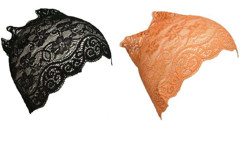 Girls and Womens Hijab Cap Hijab Headband, Under Hijab Scarf Black and Orange Naqab Head Scarf (2 pcs) view 2