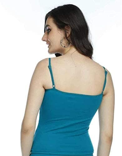 Cotton Camisole Slip with Adjustable Straps - Turquoise view 3