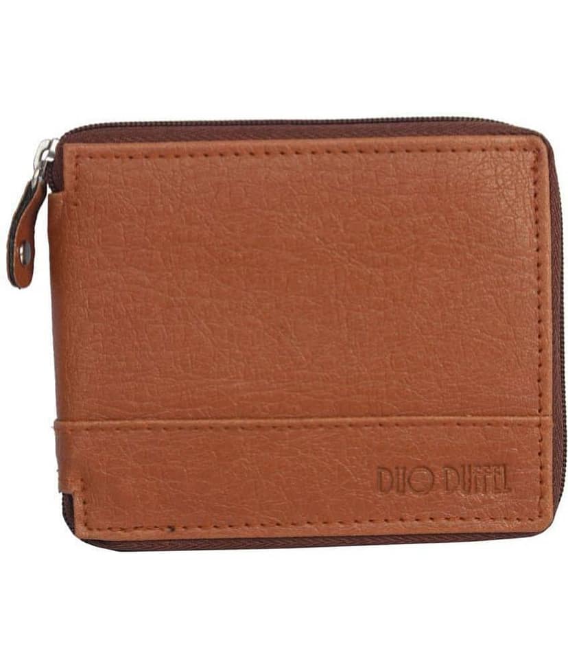 DUO DUFFEL - Brown Faux Leather Men's Zip Around Wallet ( Pack of 1 )