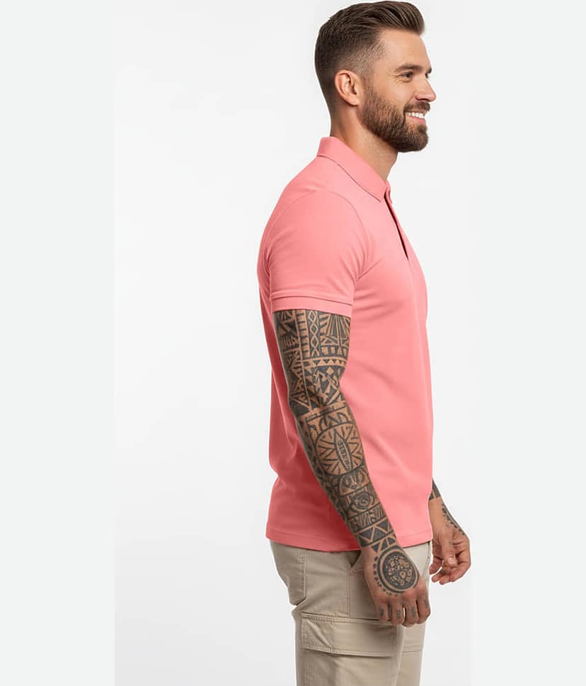 Leotude Men Cotton Blend Regular Fit Solid Polo T Shirt ( Pink ) view 2