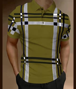 ENITOR Men Cotton Blend Regular Fit Printed Polo T Shirt ( Green )