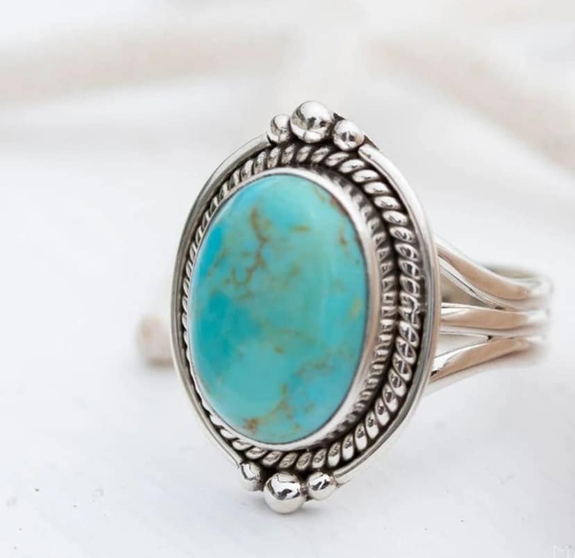 Dainty Turquoise Ring in Sterling Silver view 3