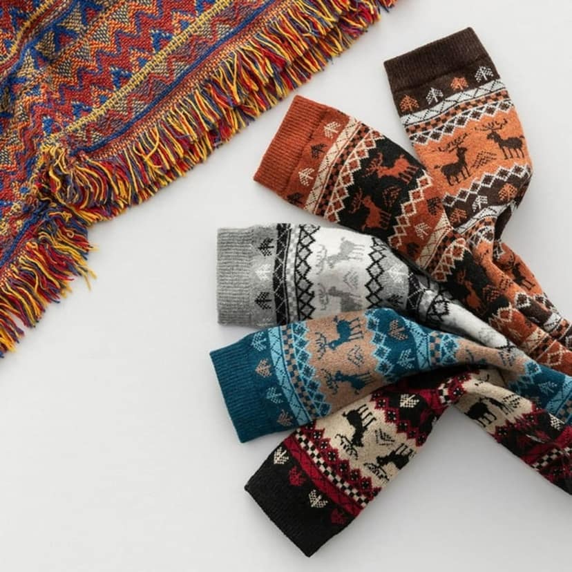 Sockscarving Pack of 5 Calf Length Socks, New Reindeer Unisex Edition, Made With Durable & Breathable Cotton, Free Size, Suitable for all Season, Soft & Breathable, Daily Use view 2