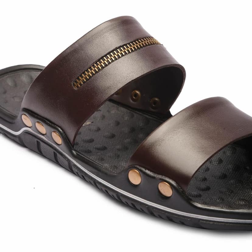 FEATHER LEATHER Stylish Men's Comfortable & Lightweight Sandals & Slippers | Genuine Leather Casual Slipper/flip-flop for Men | Everyday and Office Use Slipper view 10