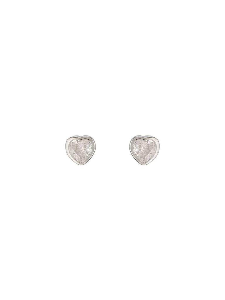 925 Sterling Silver Zircon Studded Heart Shaped Halo Solitaire Minimal Studds Earrings view 7