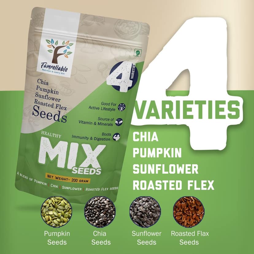 Famreliable Explosive Energy Seed Mix Blast: 400g Total - Pumpkin, Chia, Sunflower & Roasted Flax Seeds - Unleash Your Power with Every Crunch! (200g Pack of 2) view 5