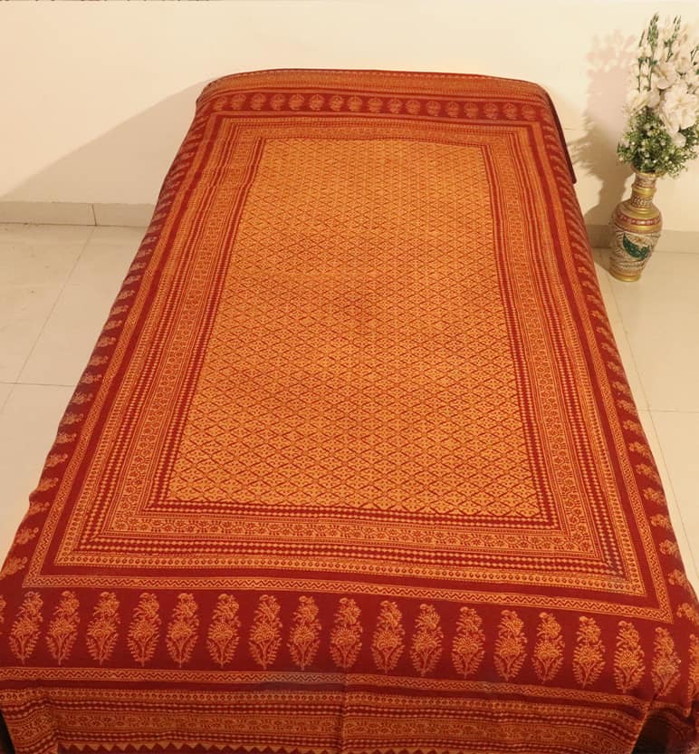 Hand Block Printed Bagh Cotton Single Bed Sheet view 2