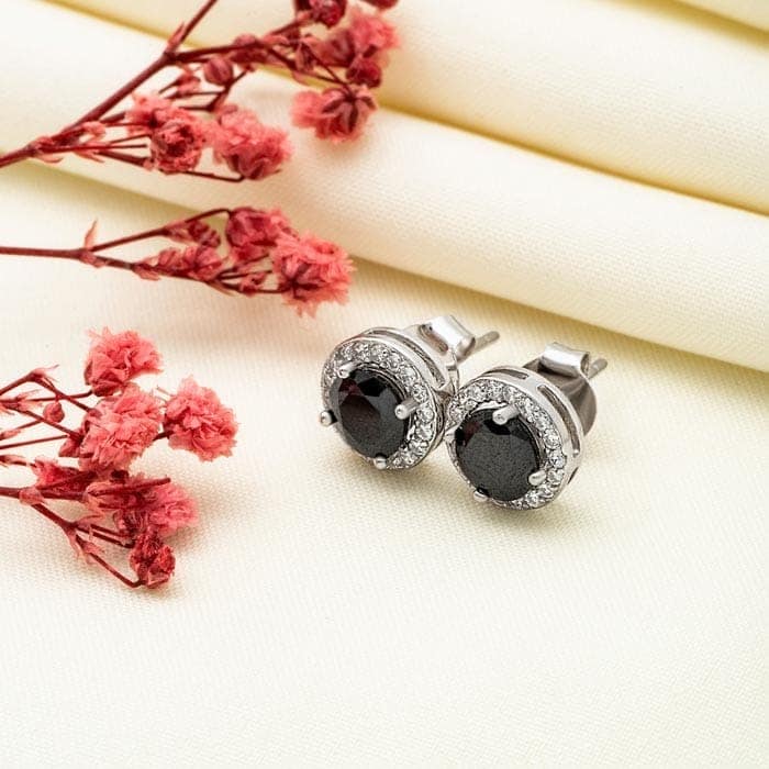 Silver Night Aura 6mm Round Studs view 3