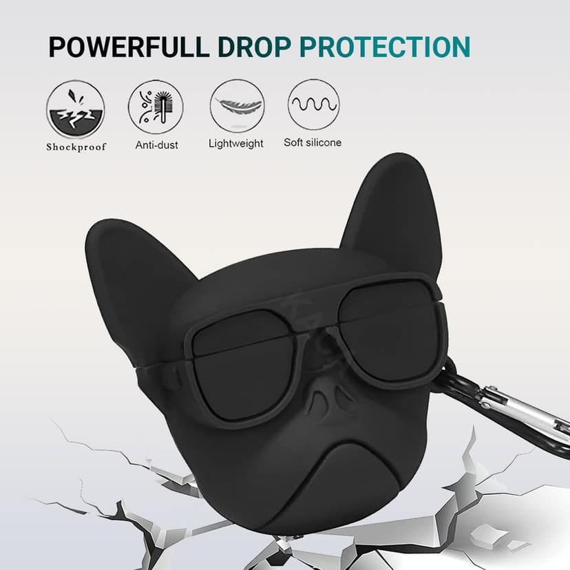 LIRAMARK Cute Cartoon Design Case Cover for Airpods Pro 2 Case (2023/2022), Designer AirPods Pro 2nd Generation Cover (Black Dog) view 3
